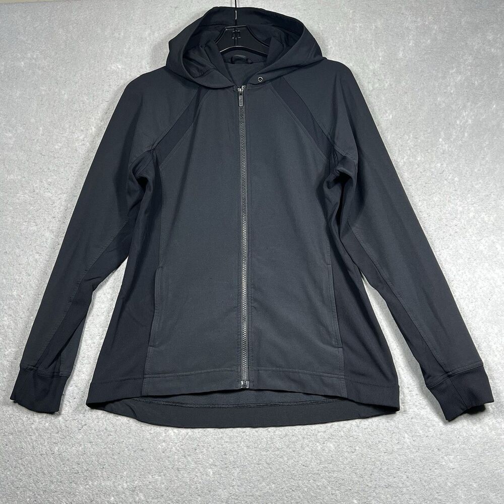 Lululemon Jacket Women's Size 10 Black Get Ready  Hooded Vented Jacket Full Zip